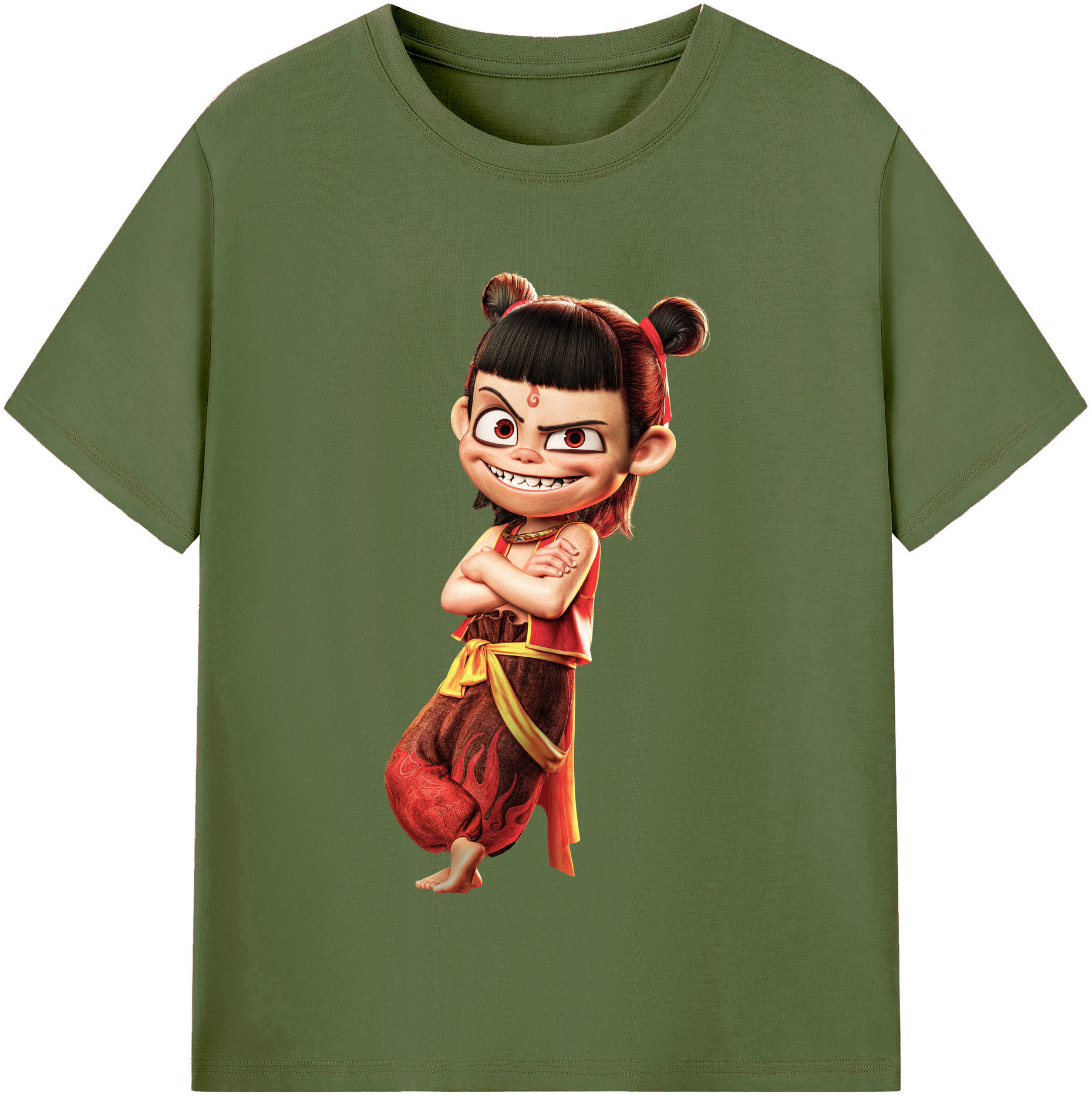 （画像用） Ne Zha 2 ナタ 魔童の大暴れ 綿100％半袖Tシャツ（フロントプリント）